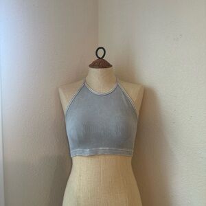 FP Movement by Free People Baby Blue Ribbed Sports Bra - Happiness Runs Crop